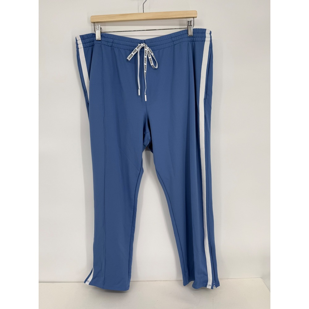 Victoria's Secret PINK Blue White Stripe Track Pants Ankle Zip XL XXL Womens